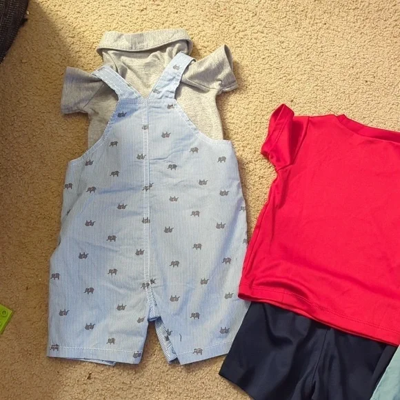 Bundle of Three Little Boy Outfits Size 12 Month 1 Nike and 2 Carter's Overalls - Picture 11 of 11